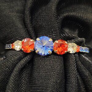 Women's Swarovski Orange, Blue, Clear Crystal Cuff Bracelet - Gators!